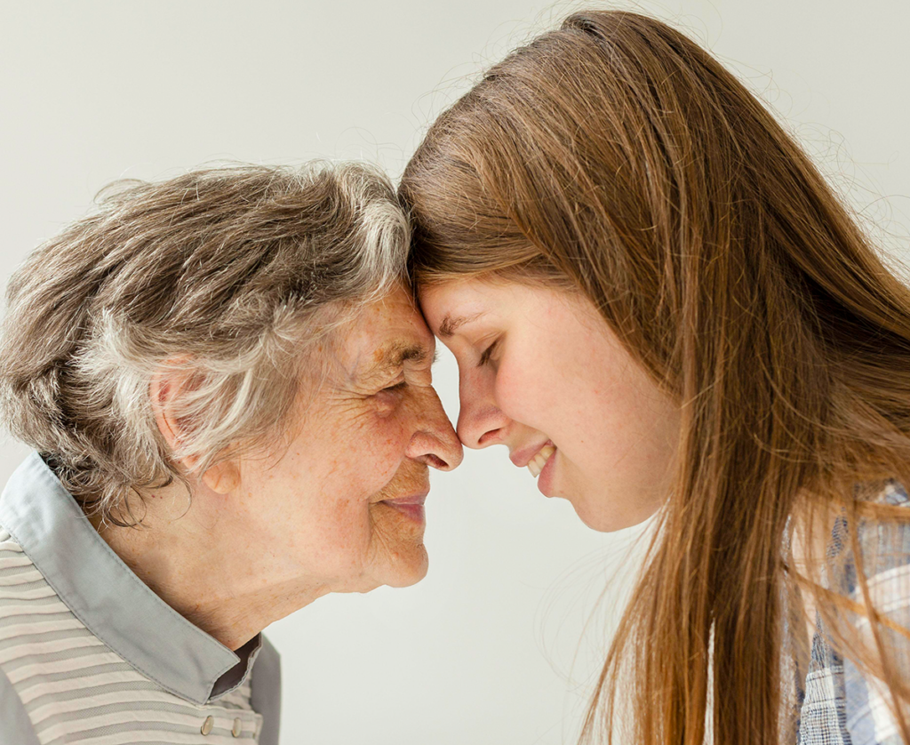 Grandmother and teen grand daughter