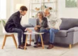 Senior couple receiving financial help