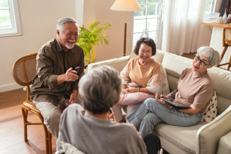 Seniors enjoying assisted living amenities