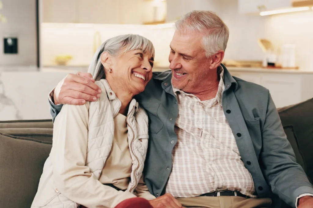 Senior couple enjoying apartment